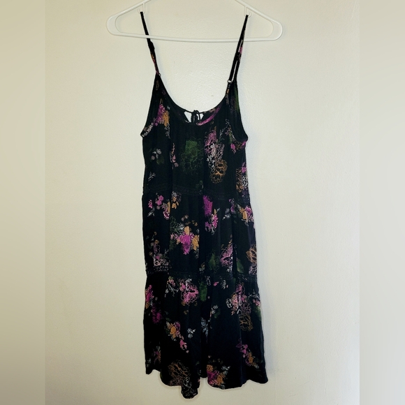 Mudd Dress Womens Medium Tiered Tie Front Dainty Witchy Floral Forest Nature VTG - Picture 2 of 11